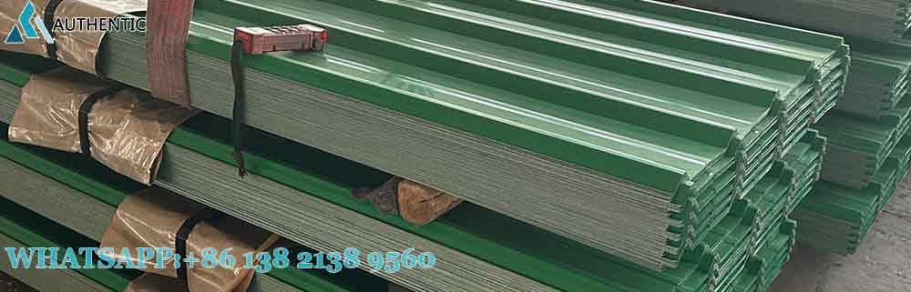 Durable corrugated roofing sheets profile formed from premium prepainted galvalume PPGL steel coil for high-end industrial buildings.
