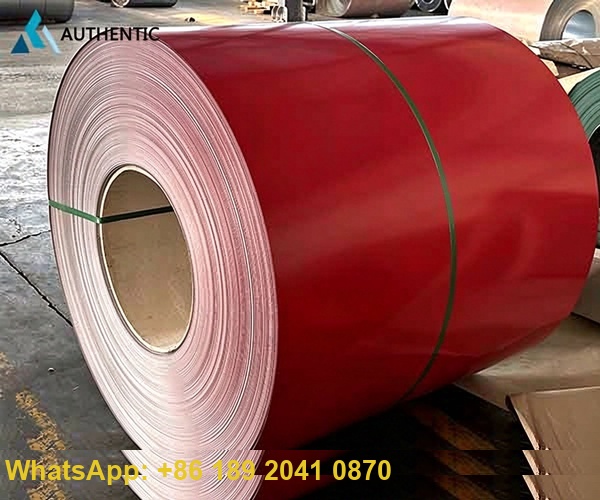 Premium prepainted galvanized steel coil rolls securely packed and stored in the warehouse for reliable bulk steel procurement.