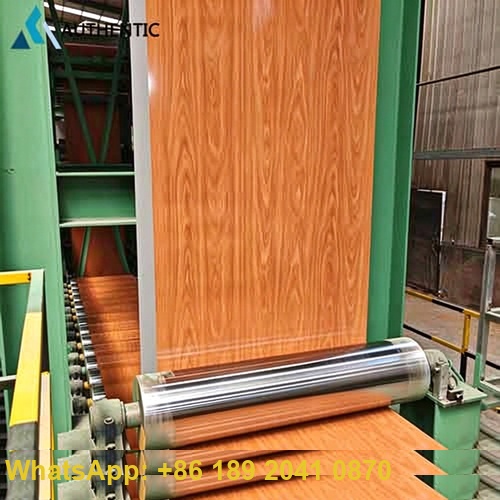 Close-up shot showing the realistic timber effect and high-quality paint finish of patterned steel coil from Authentic Steel.